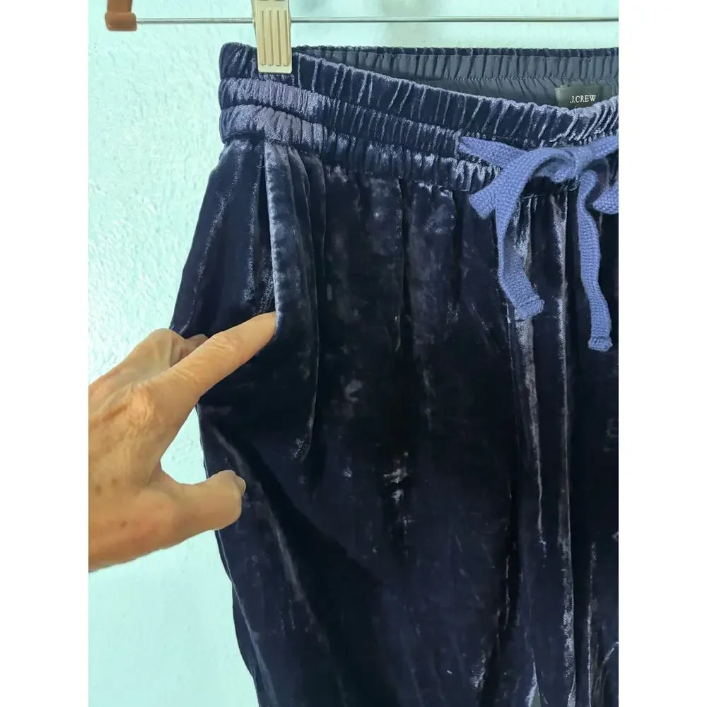 J.Crew Velvet Jogger Pants 0 Deep Purple Drawstring Pull On Witchy Whimsigoth